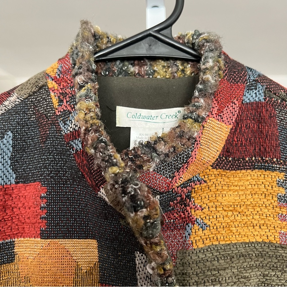 Coldwater Creek Patchwork Vest Multi SZ S Boho Hipster Artsy Cabincore Grandma - Picture 7 of 10